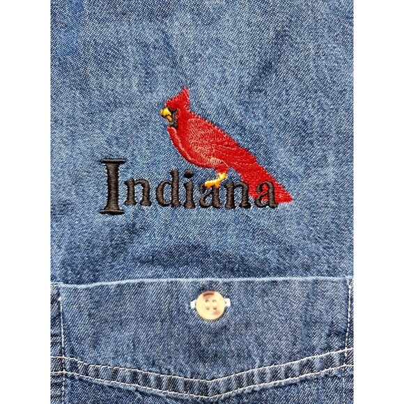 Indiana Cardinal  Button Up Shirt Men's Small  Blue Short Sleeve - Picture 3 of 7